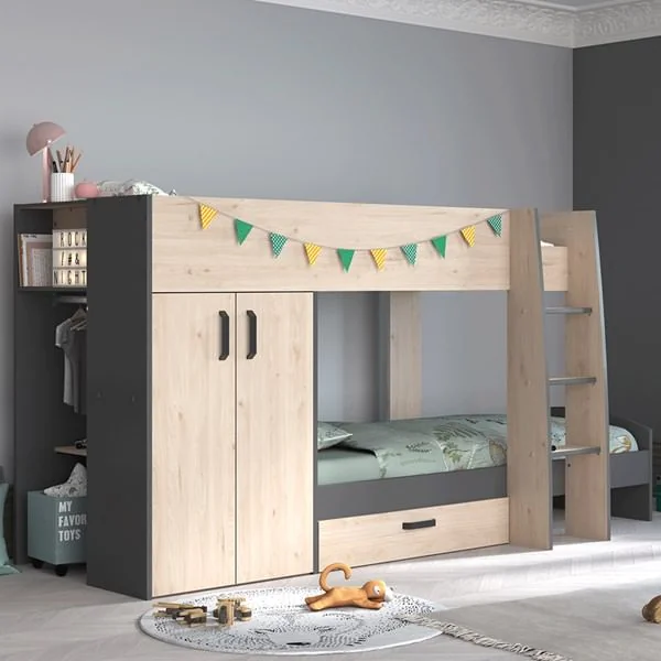 Kids avenue stim 2 bunk bed with wardrobe
