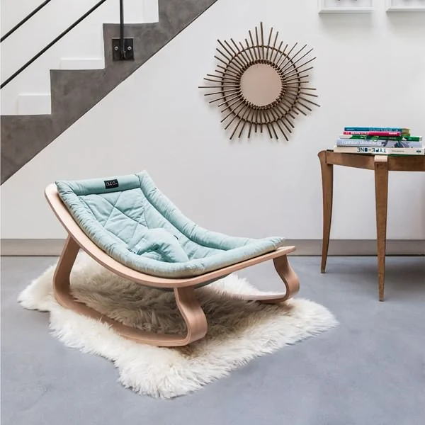 Levo baby rocker beech aruba blue cushion
