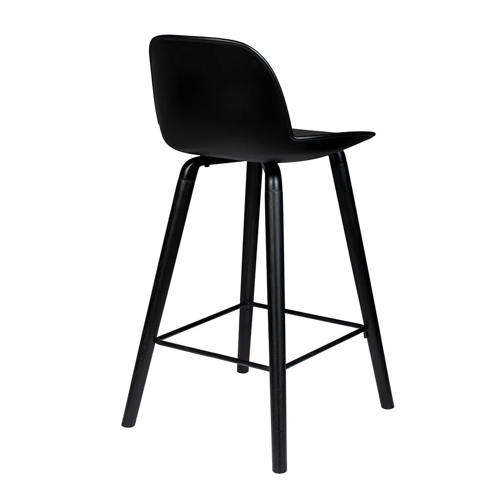 Albert kuip all black counter stool with wooden legs
