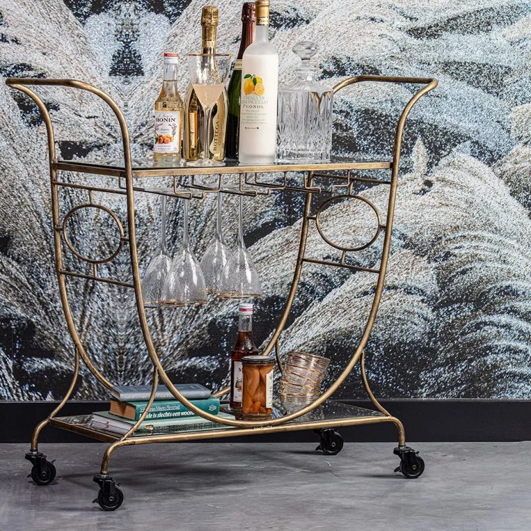 Decadent trolley with glass table top