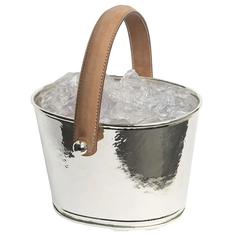 Stainless steel and leather wine cooler bucket