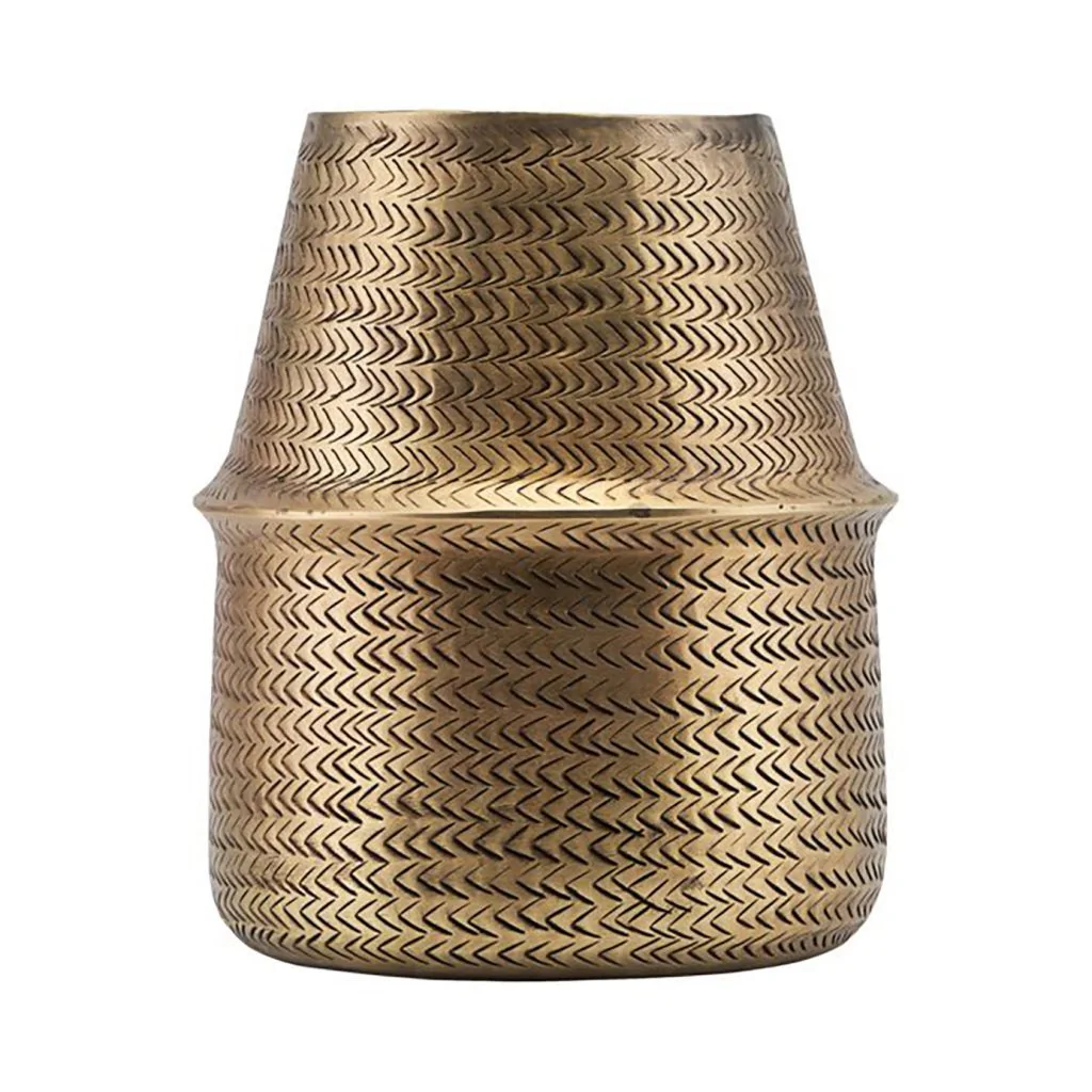 House doctor rattan brass vase sqaure