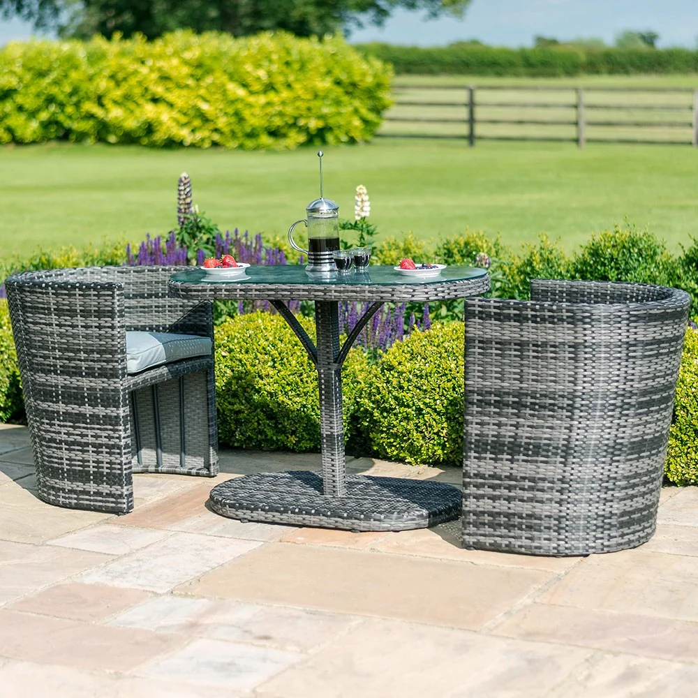 Grey outdoor balcony rattan bistro set