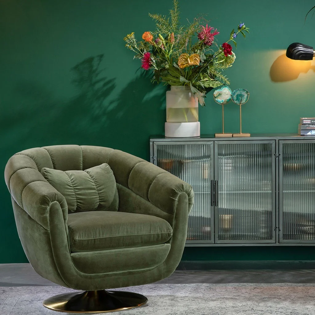 Member lounge chair in olive from dutchbone