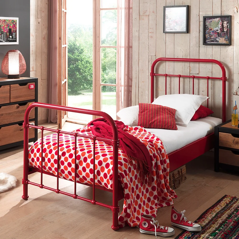 York stylish red single bed frame