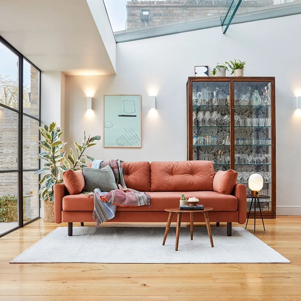 Swyft model 04 double sofa bed in velvet brick