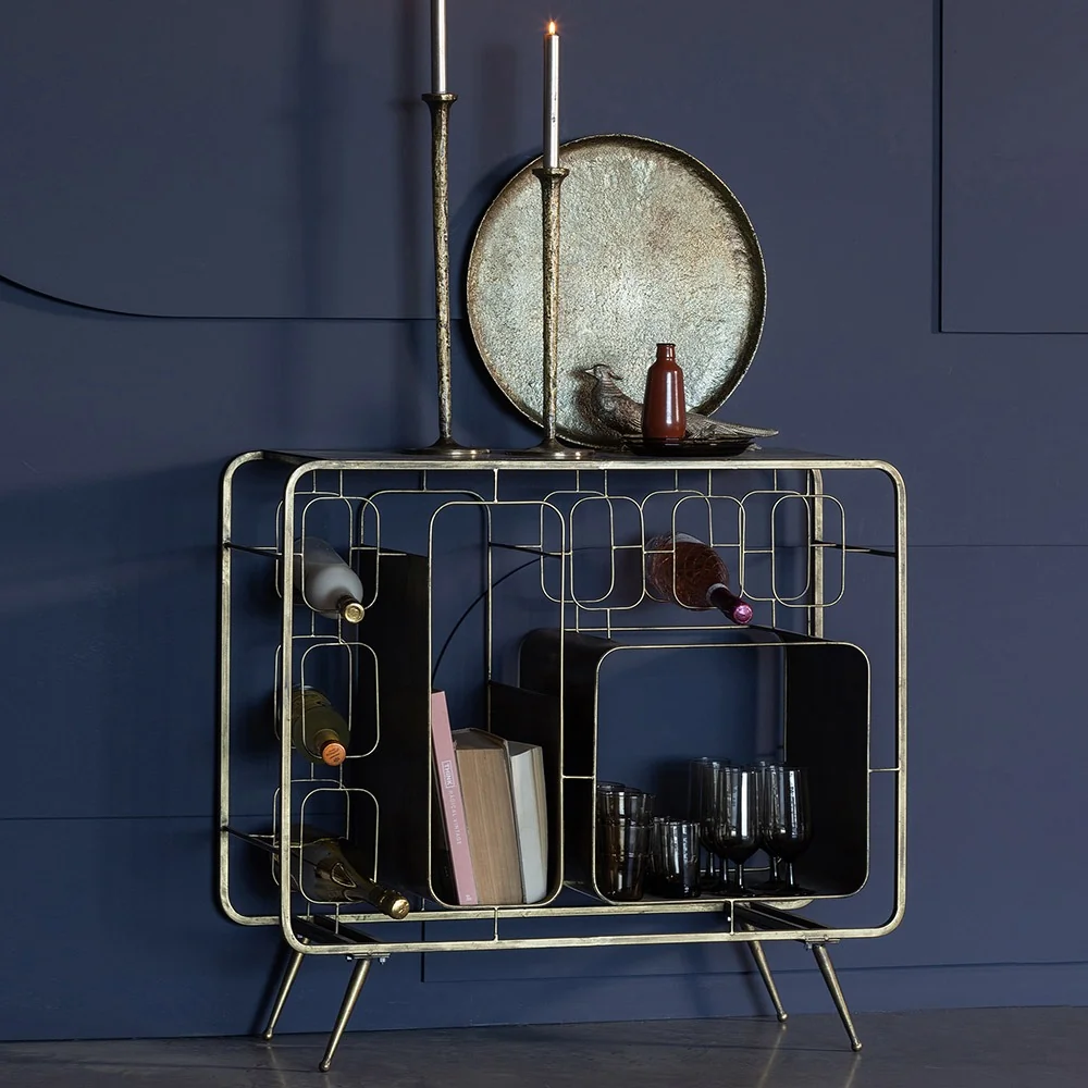 Capo wine and drinks cabinet with antique brass finish from bepurehome