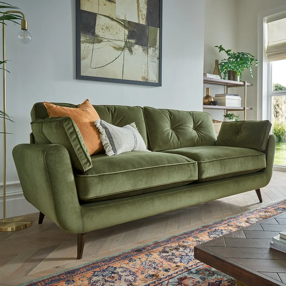Stratus eco friendly 4 seater sofa in eco green velvet