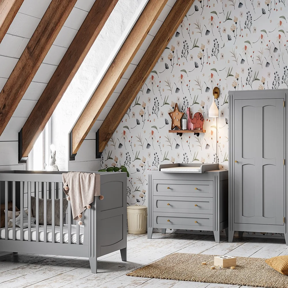 Vox milenne vintage style nursery furniture set in grey