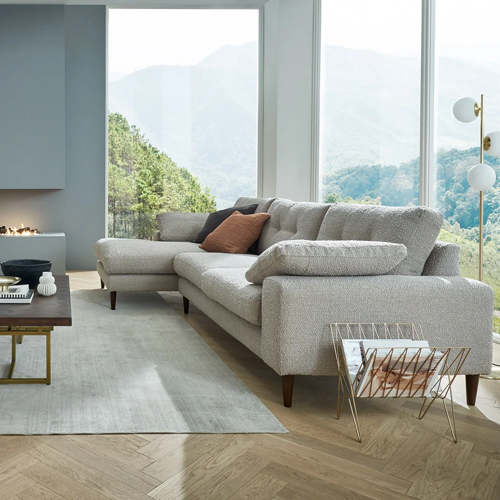 Alto left hand boucle lounger sofa in mink
