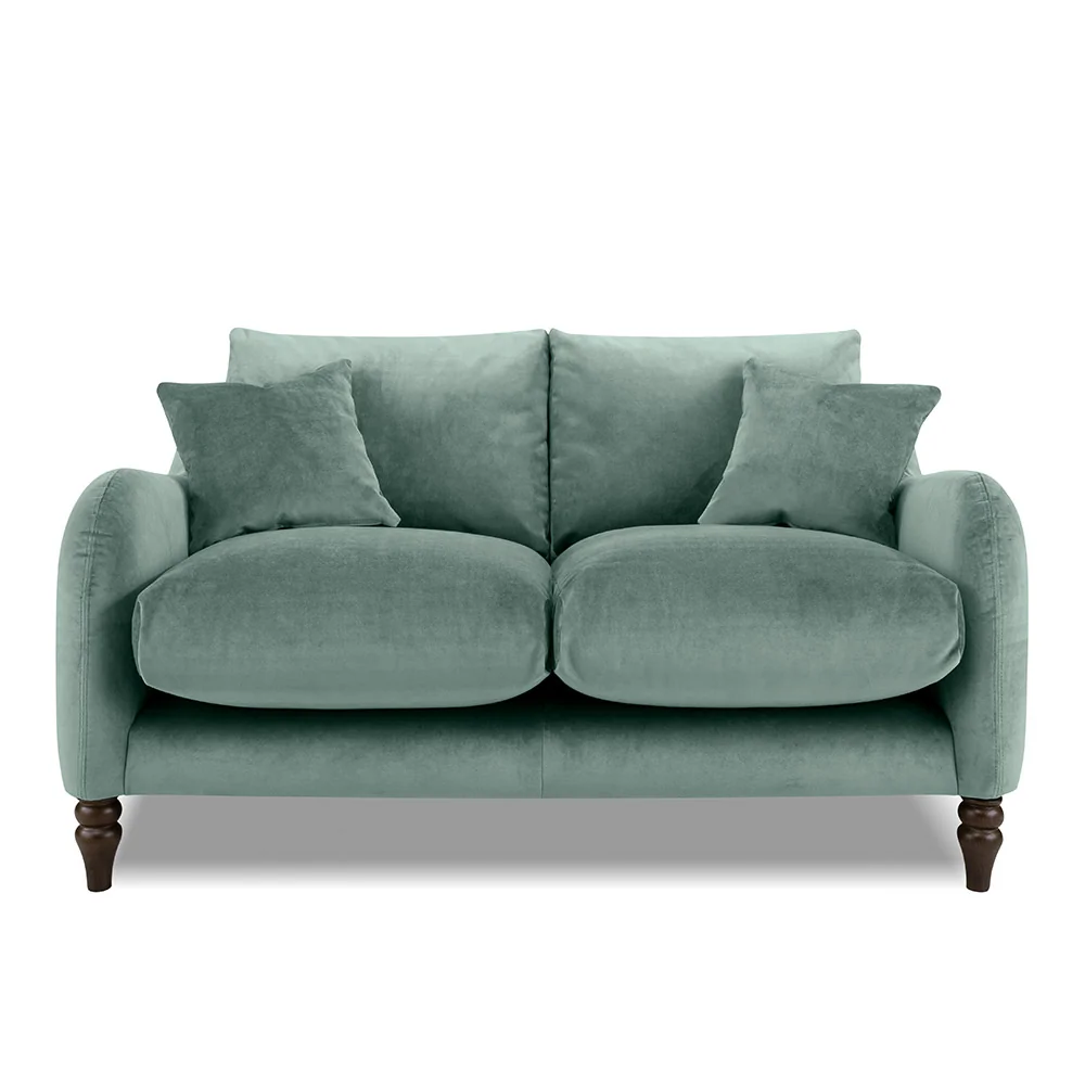 Cumulo 2 seater velvet sofa with walnut legs