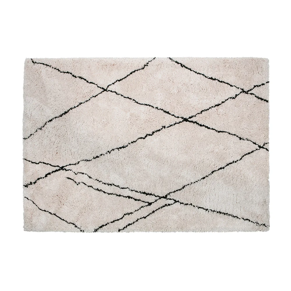 Graphic print white and black rug