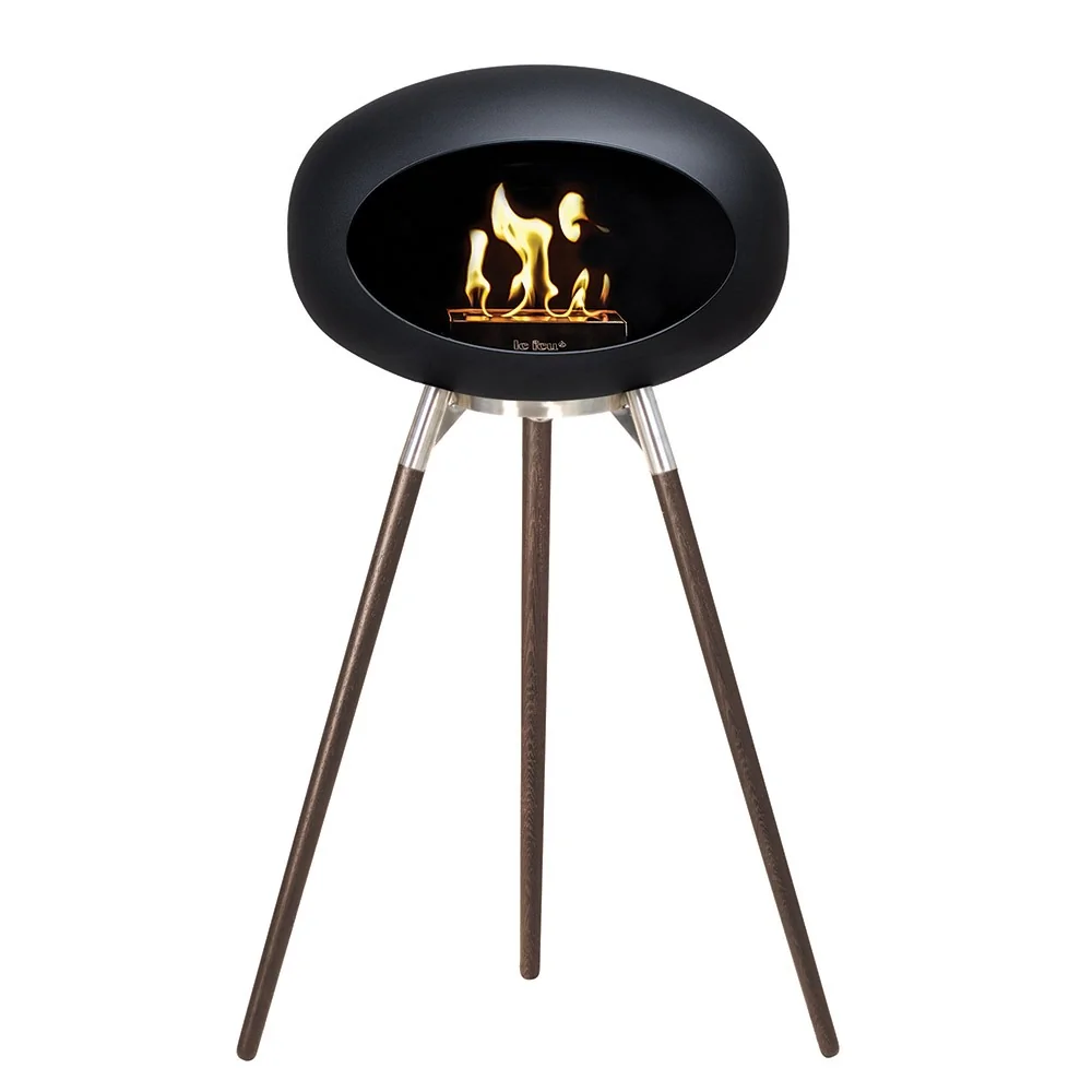 Le feu ground wood bioethanol fire with smoked oak stand