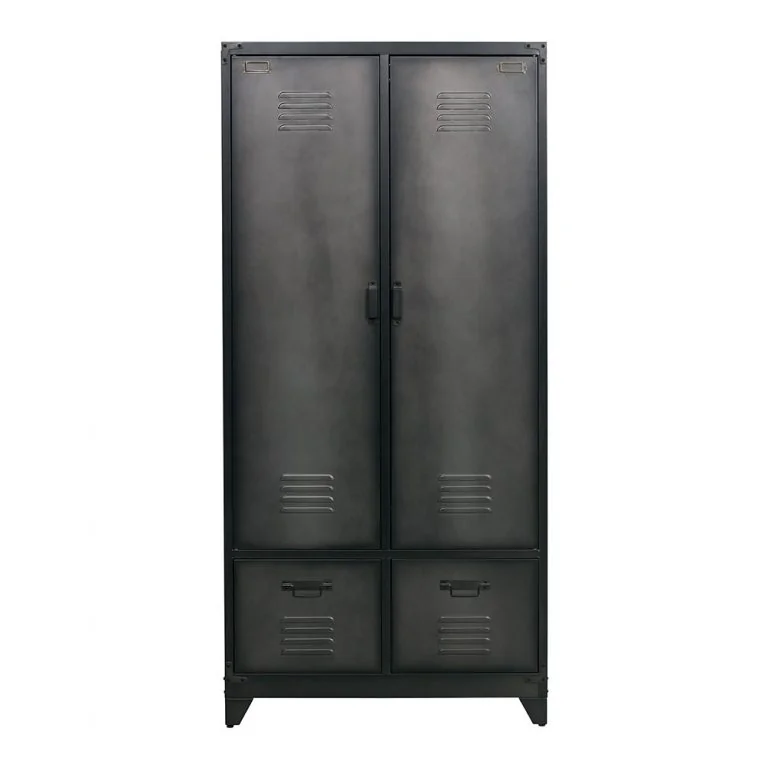 Metal wardrobe in locker style and black finish from woood