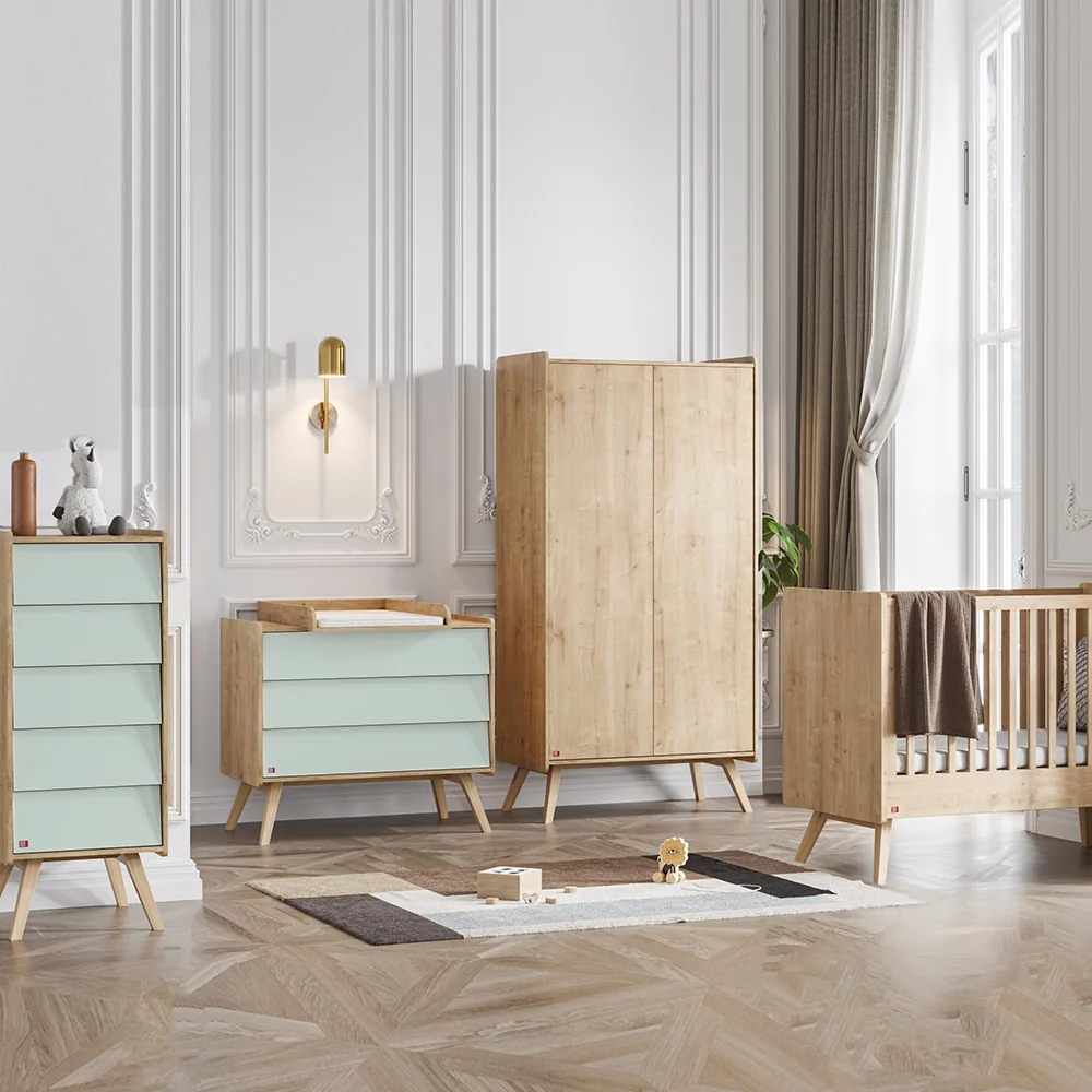 Vox vintage cot with storage in green