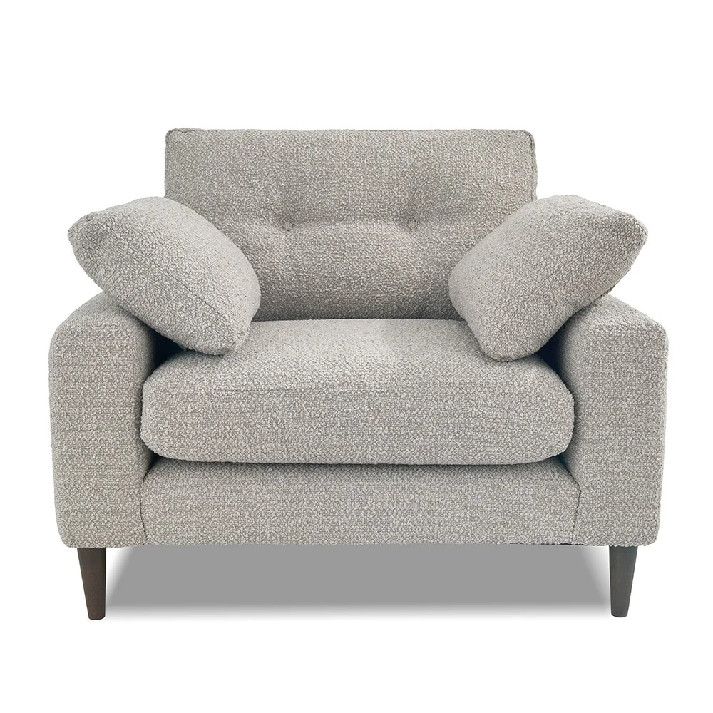 Alto mink boucle armchair with scatter cushions