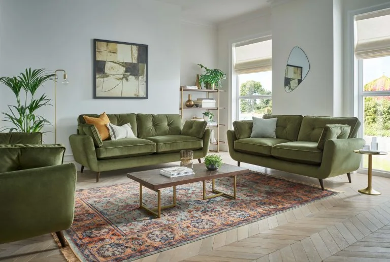 Stratus 3 seater 2 seater velvet green lifestyle 3
