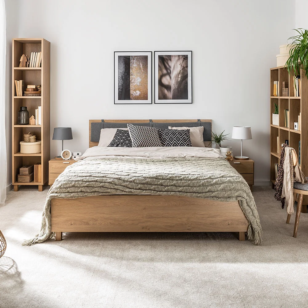 Vox simple bed frame in oak effect 1
