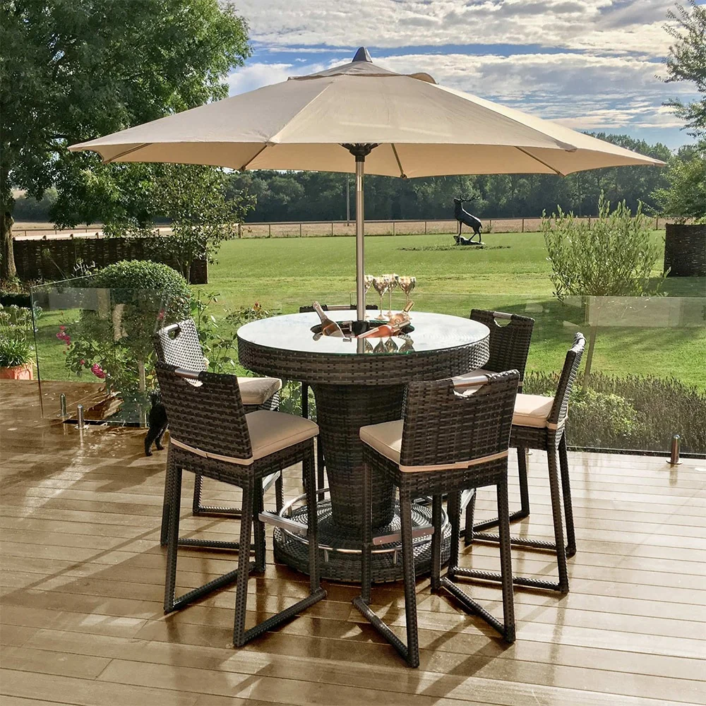 6 seat garden rattan bar set