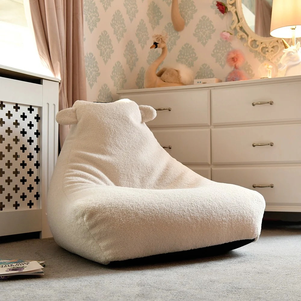 Ivory teddy mini bean bag from extreme lounging