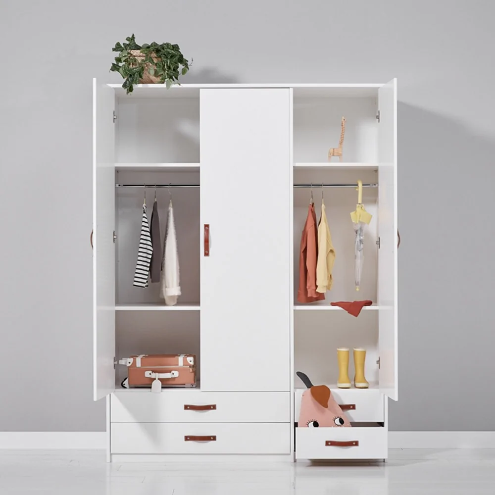 White kids 3 door wardrobe with drawers from coolkids
