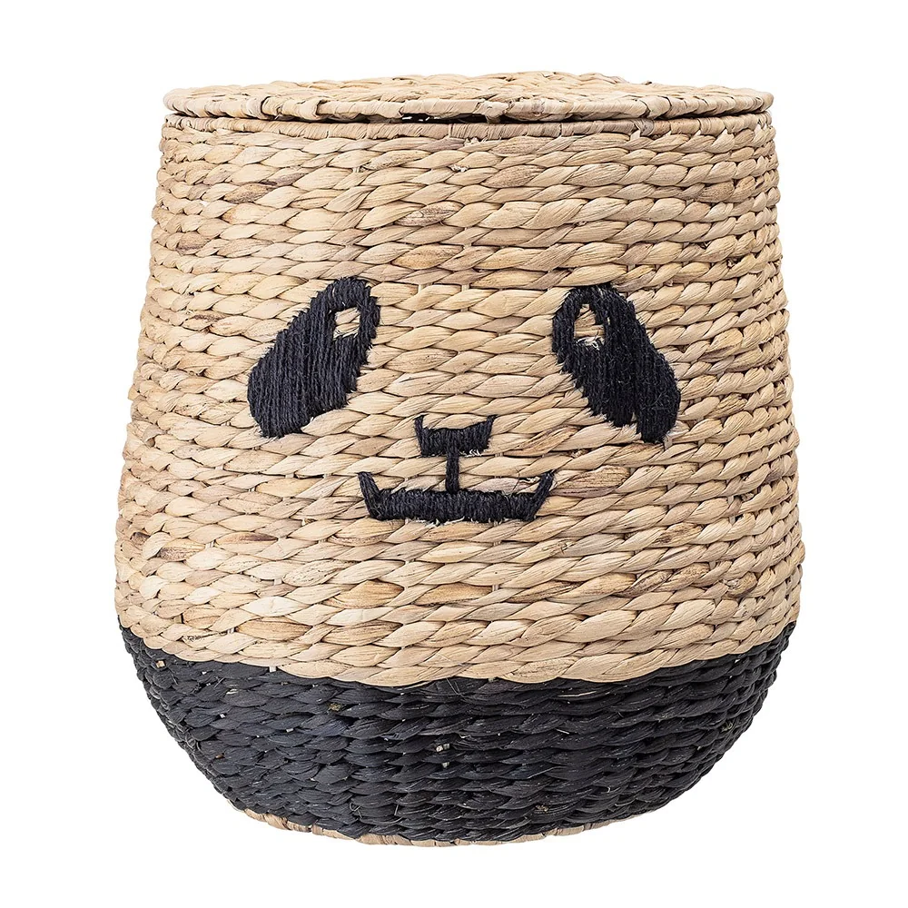 Bloomingville panda toy box in natural rattan