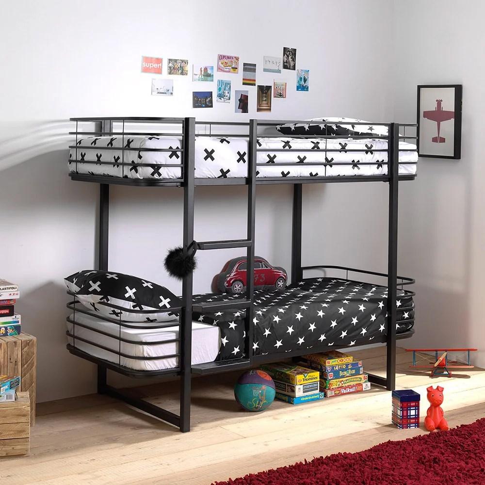 Oscar unique kids metal bunk bed in black