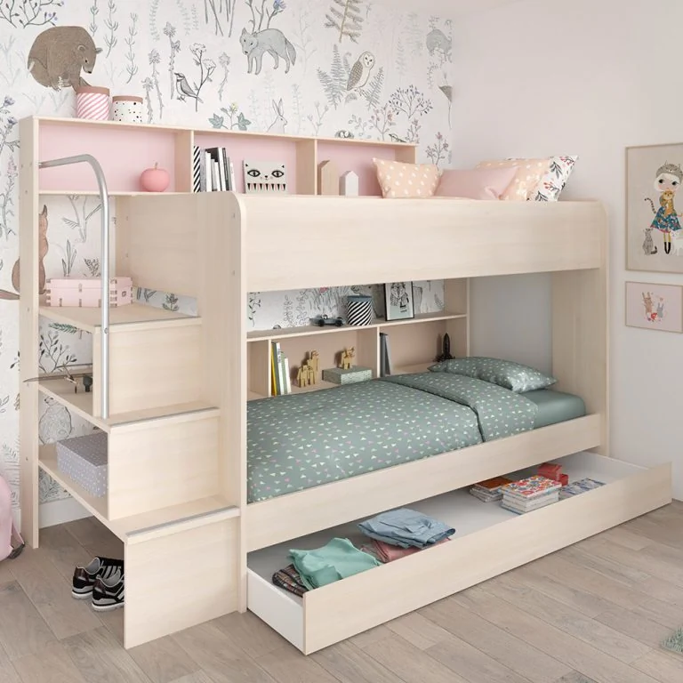 Parisot bibop 2 bunk bed frame with optional trundle drawer