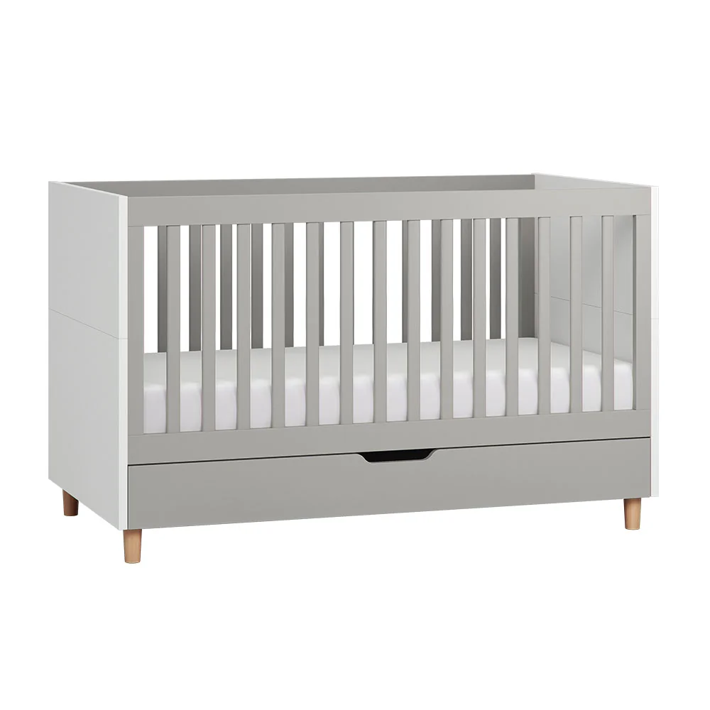 Baby vox simple white and grey wooden cot bed