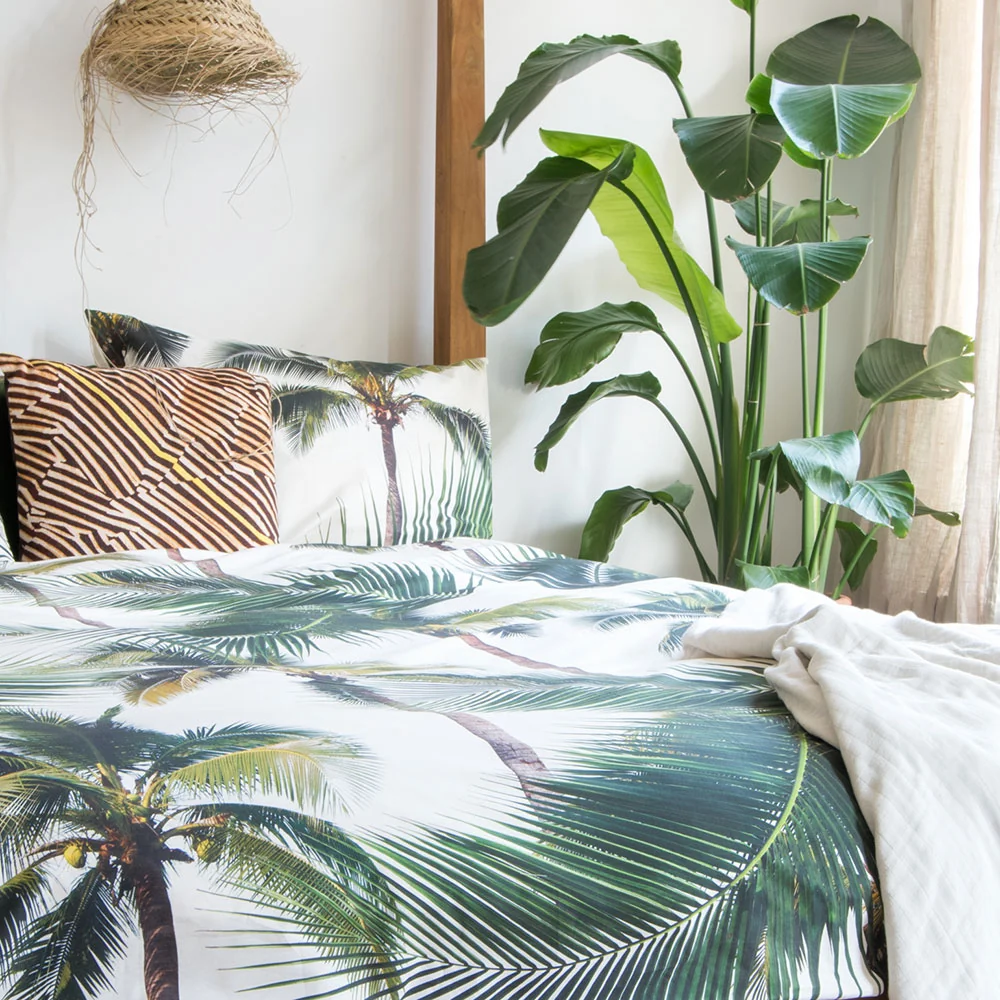Snurk tropical palm leaf patterned duvet cover set