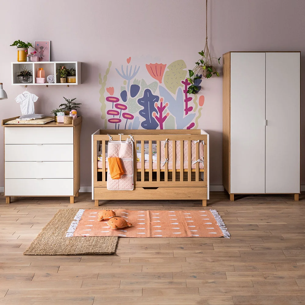 Vox 3 piece nursery furniture set in white and oak