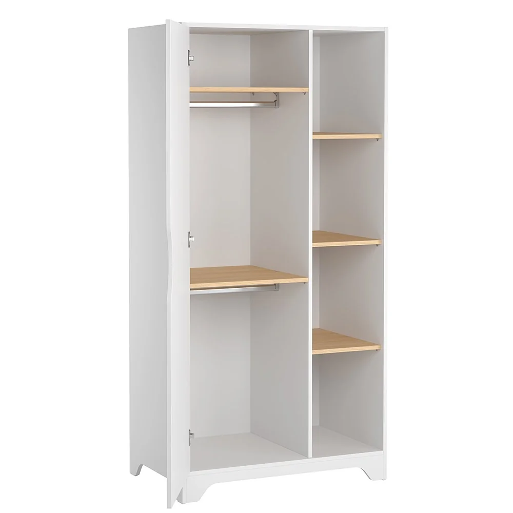 Vox leaf wardrobe with clothes rail in white