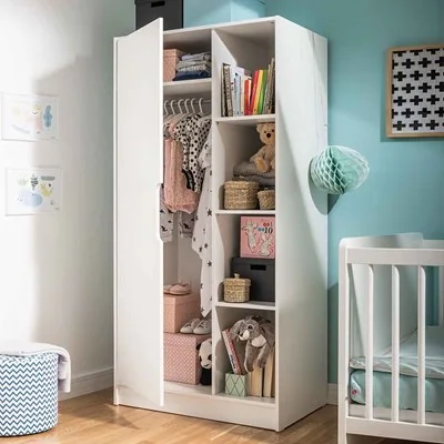 2 door maxim nursery wardrobe in white