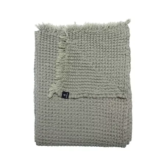 Angeline waffle throw in green olivine from himla
