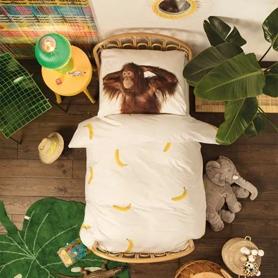 Banana monkey single duvet cover set