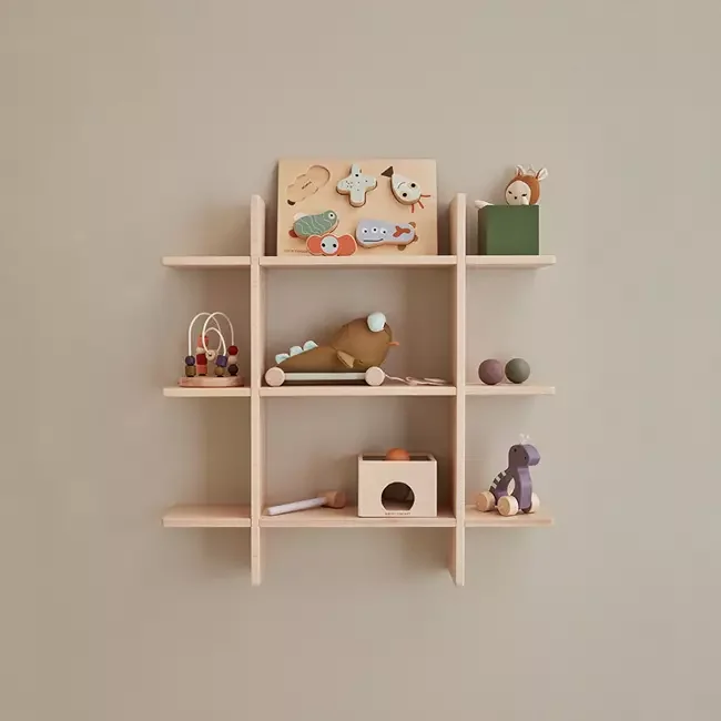 Bedside shelf unot on natural wood