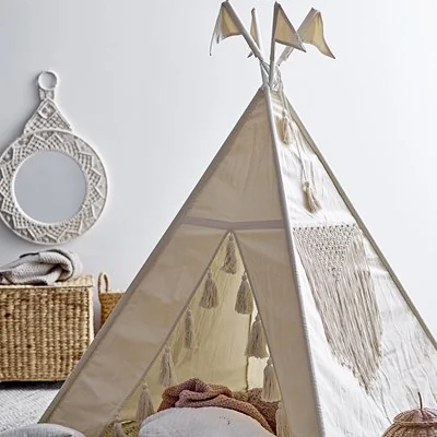 Bloomingville childrens nature cotton tipi play tent