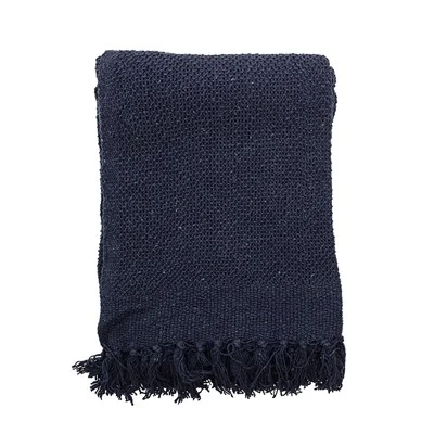 Blue throw with tassles