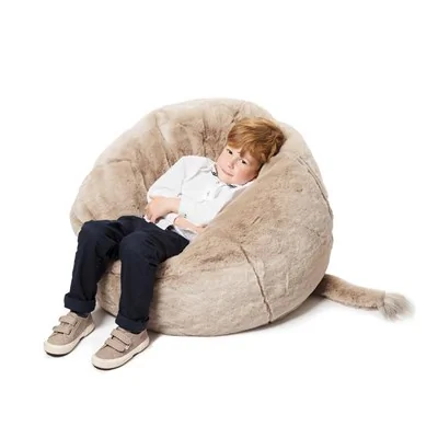 Boys grey fluffy bean bag with tail