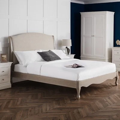 Camille bed frame with upholstered headboard
