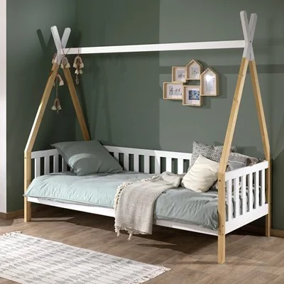 Childrens single tipi day bed in white and natural
