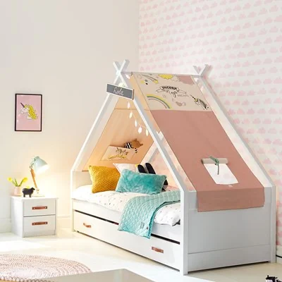 Coolkids little girl tipi bed with trundle drawer
