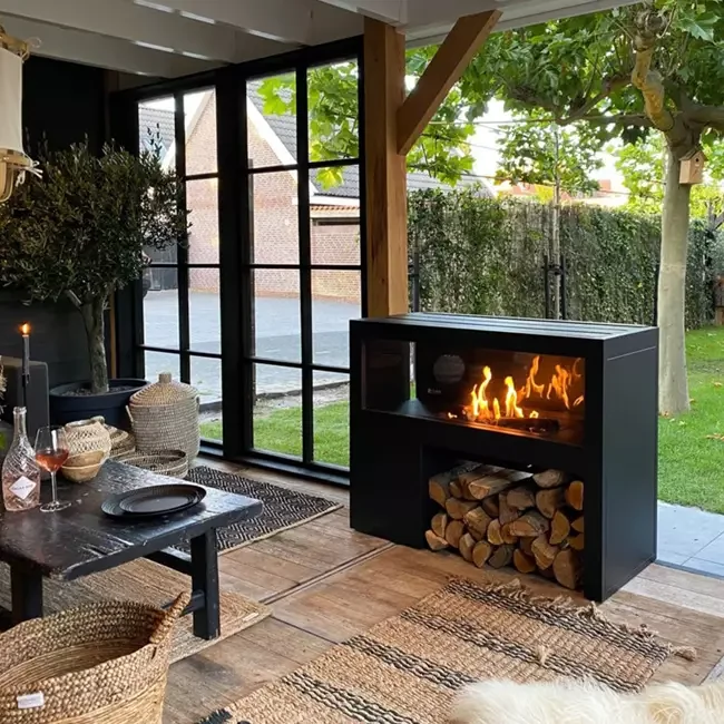 Cosivista outdoor fireplace in black