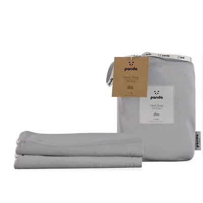 Cot bed bamboo fitted sheet in quiet grey