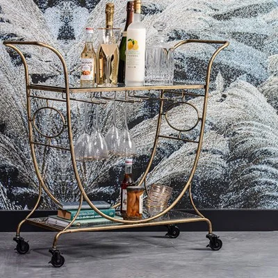 Decadent trolley with glass table top