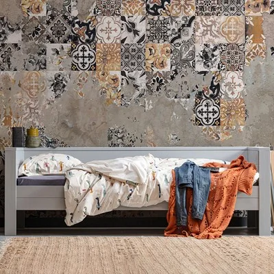 Dennis concrete light grey day bed from woood
