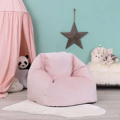 Icon kids pink velvet aurora bean bag chair