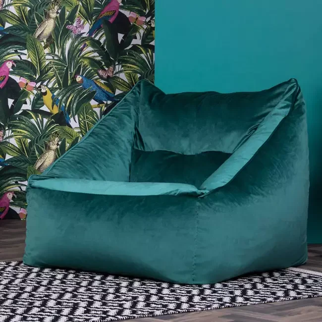 Icon natalia teal green velvet bean bag chair