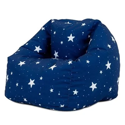 Icon star print kids navy blue bean bag chair
