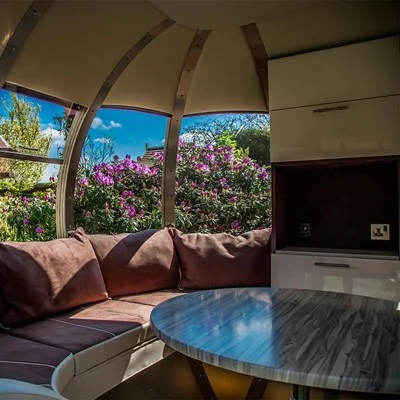 Inside luxury garden pod